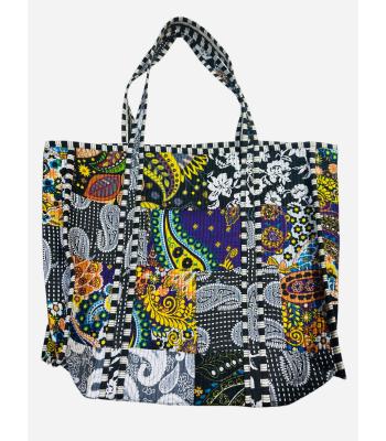 R25946 Cotton Patchwork Kantha Stiches Quilted Shopping Bag 1