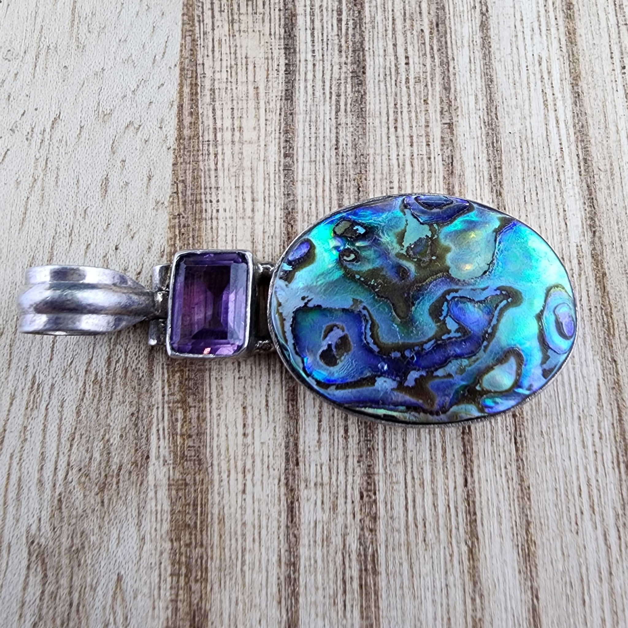 Sterling Abalone and Amethyst pendant