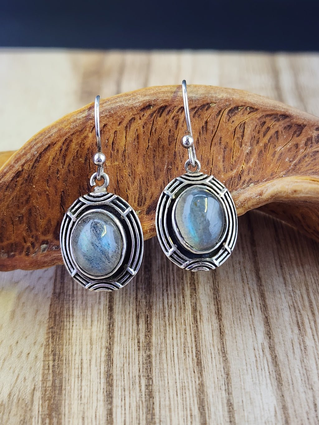 Vintage STUNNING Labradorite Sterling earrings