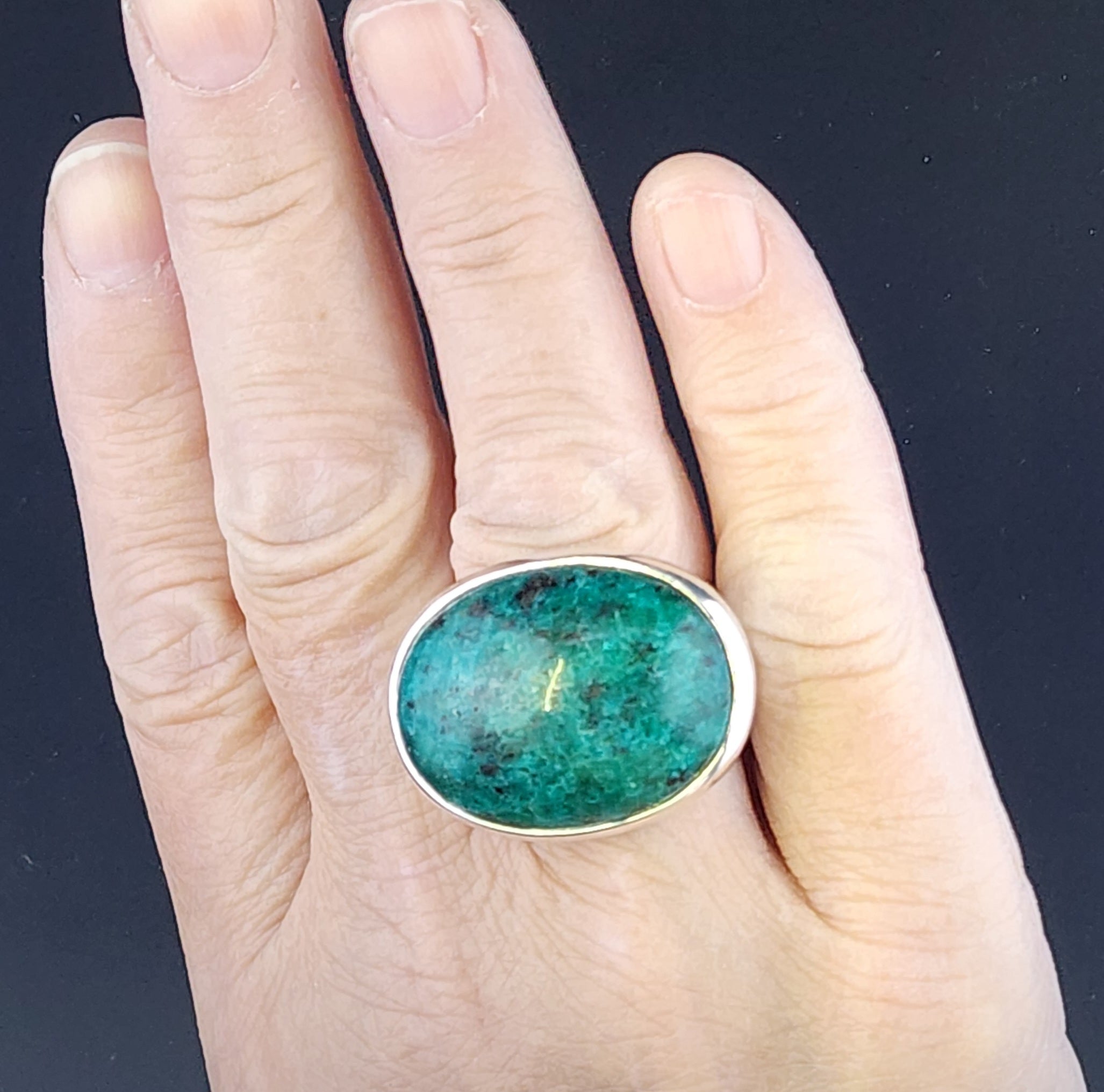 Silpada .925 Chrysocolla STATEMENT piece ring size 8!