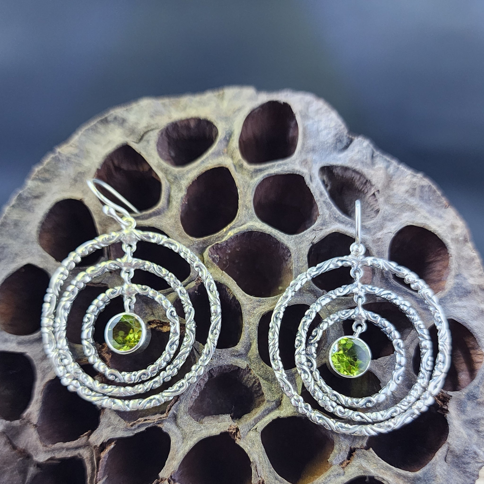Peridot Sterling Silver Multi Circle Earrings