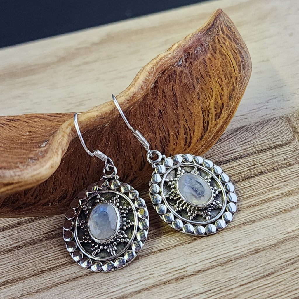 Faceted labradorite Sterling silver dangle earrings
