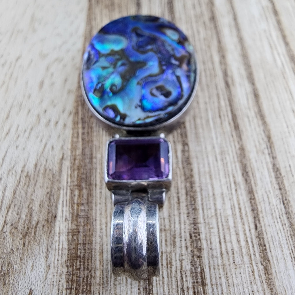 Sterling Abalone and Amethyst pendant