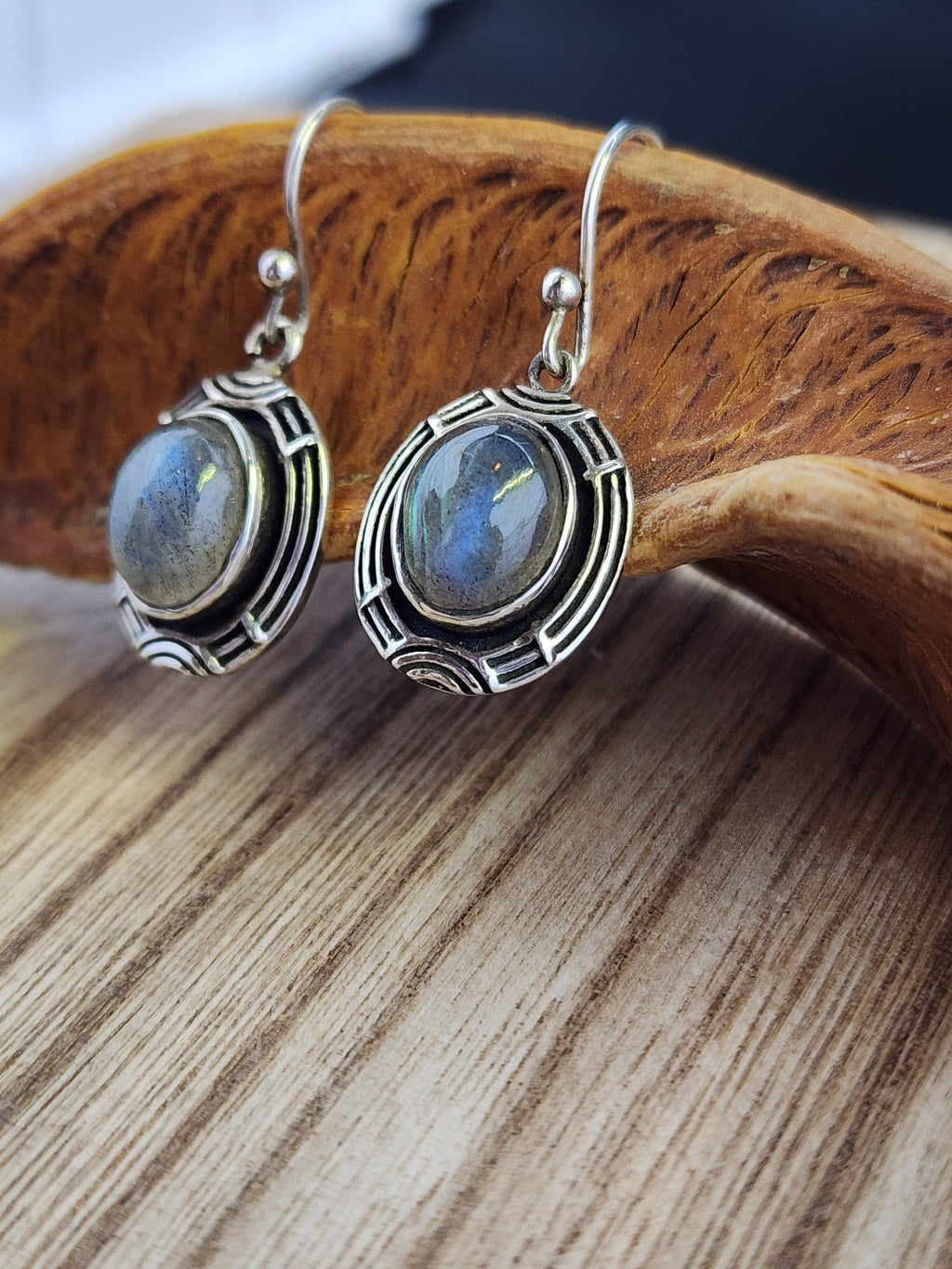 Vintage STUNNING Labradorite Sterling earrings