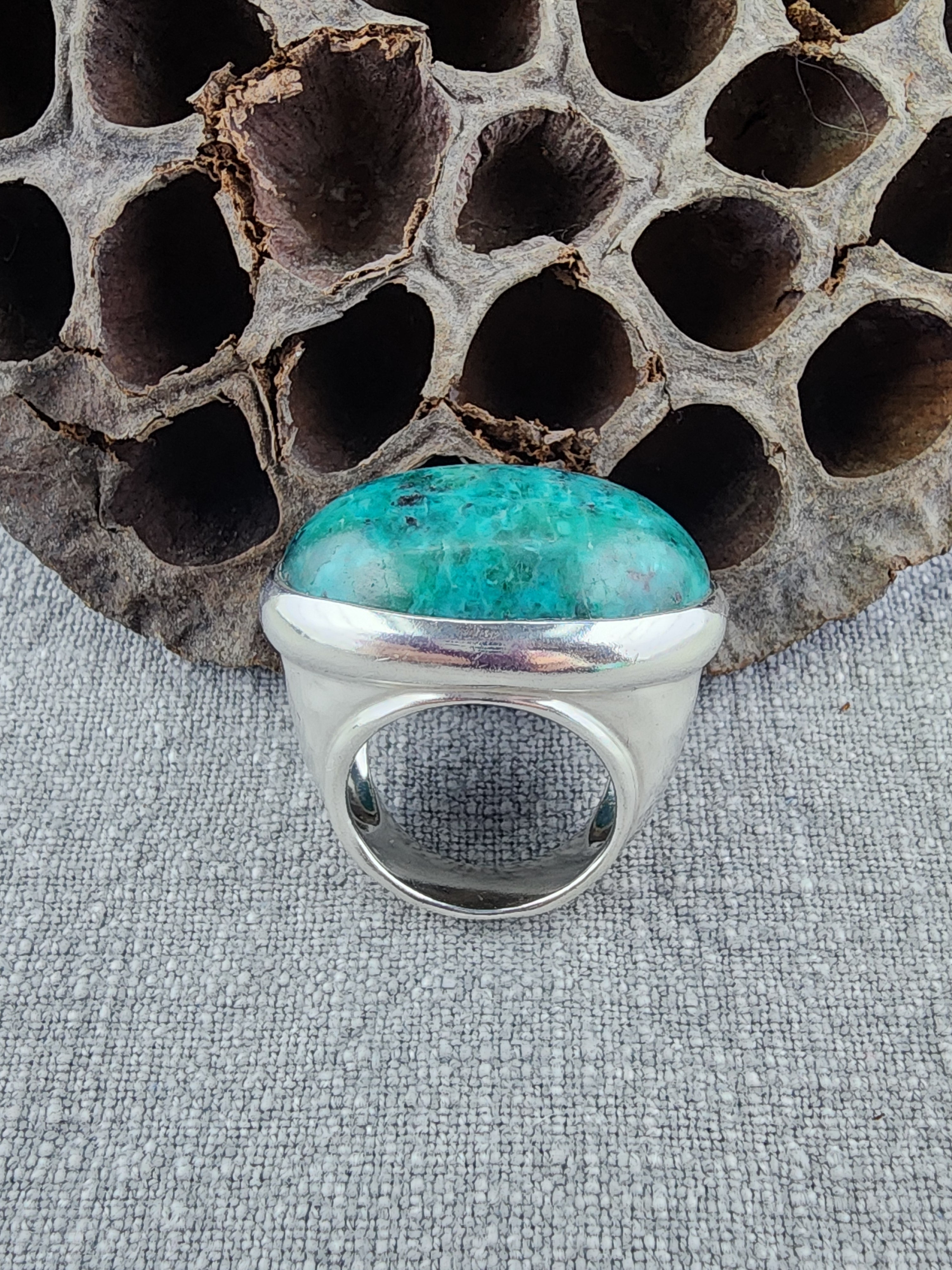 Silpada .925 Chrysocolla STATEMENT piece ring size 8!
