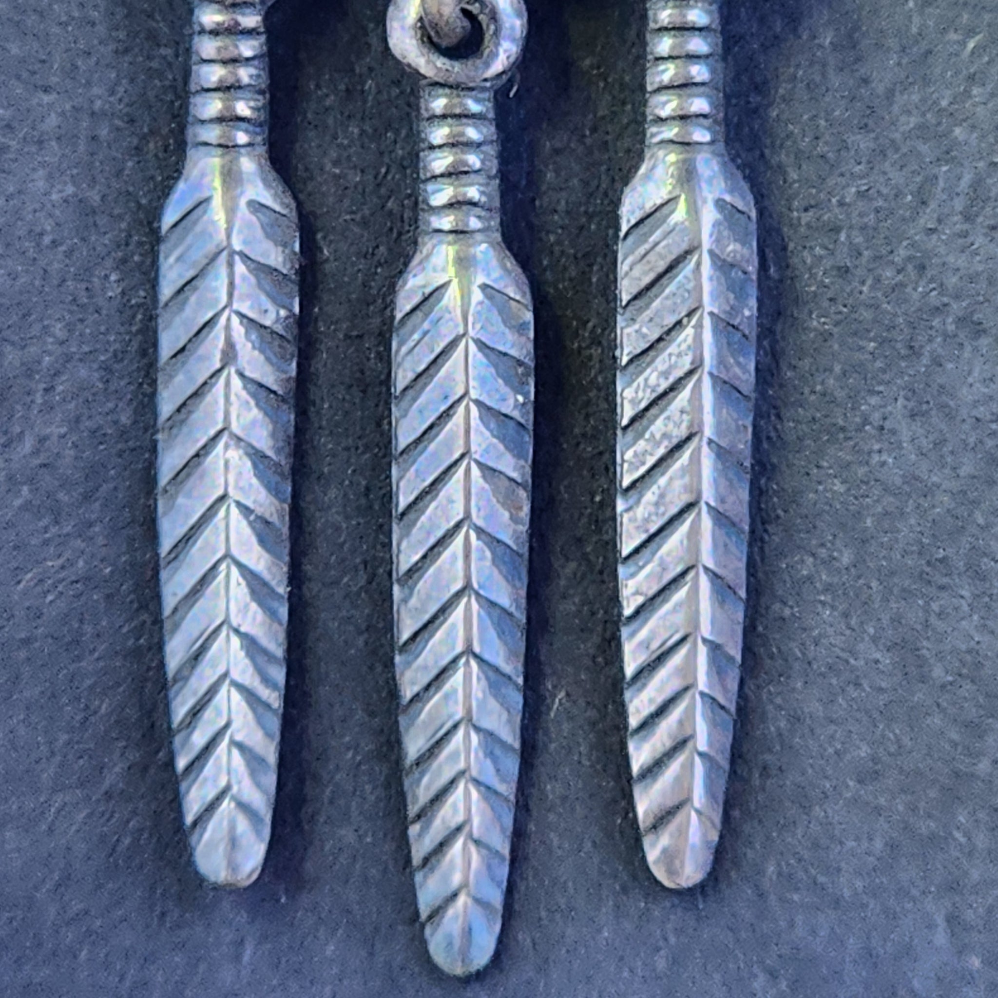 Vintage Southwestern Concho Green Onyx Sterling Earrings
