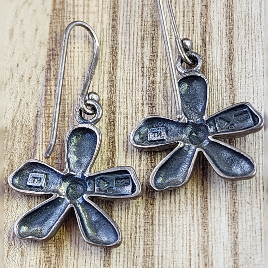 Vintage Silpada Sterling textured daisy earrings