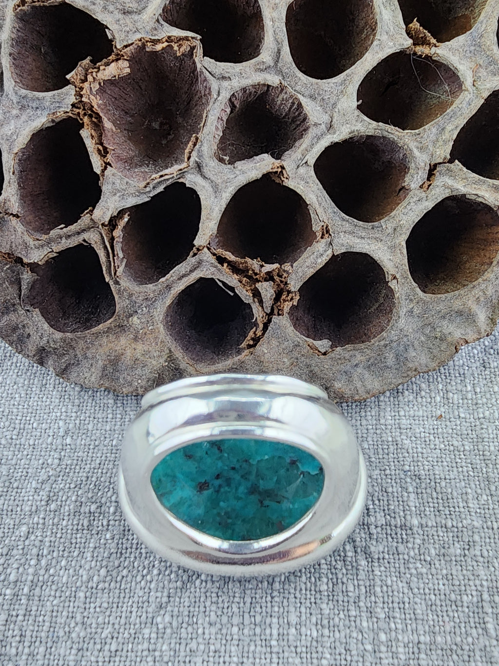 Silpada .925 Chrysocolla STATEMENT piece ring size 8!