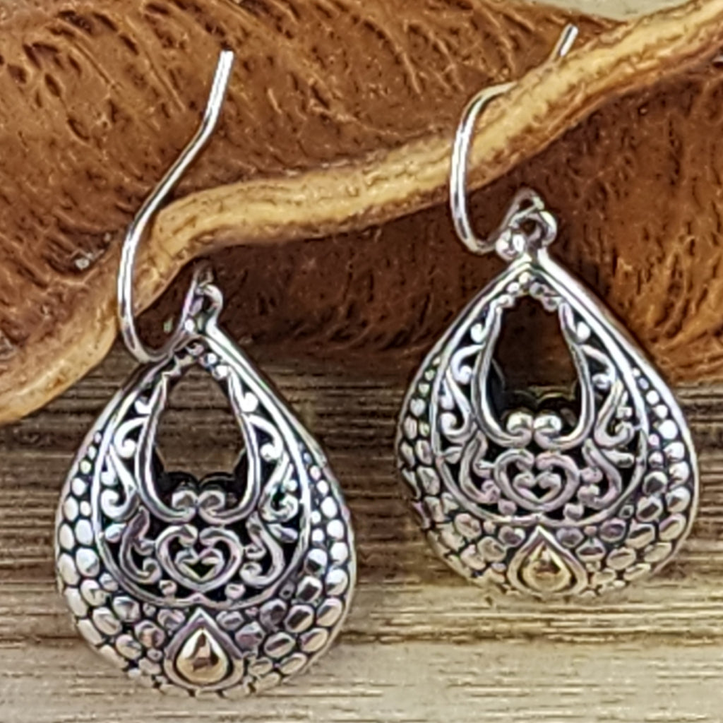 Dandelion Dew - 
Sterling Silver and 18k Gold Accent Dangle Earrings