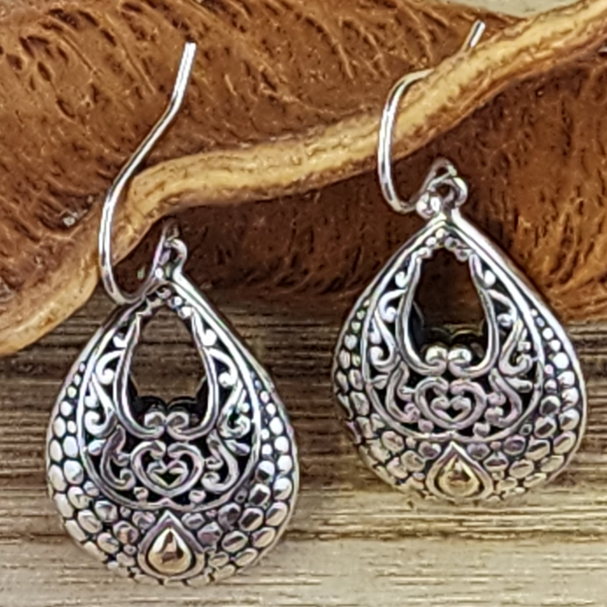 Dandelion Dew - 
Sterling Silver and 18k Gold Accent Dangle Earrings