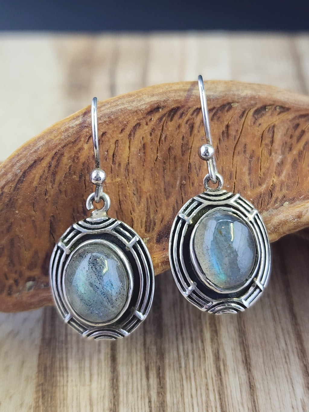 Vintage STUNNING Labradorite Sterling earrings