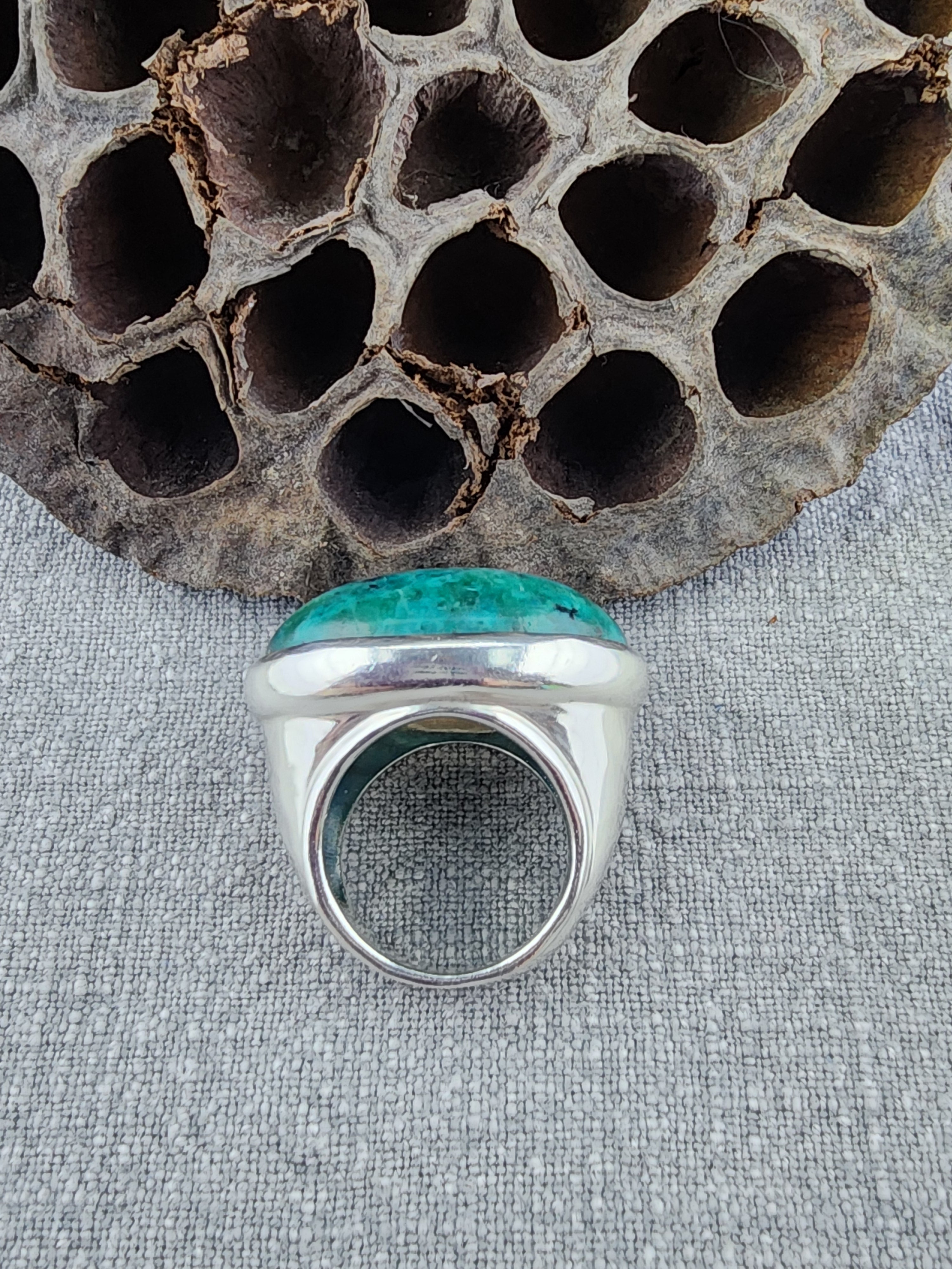 Silpada .925 Chrysocolla STATEMENT piece ring size 8!