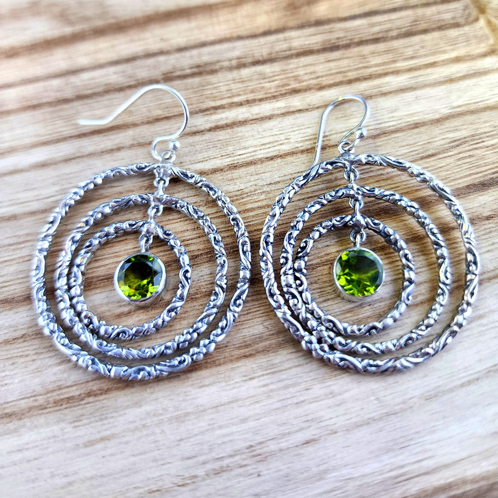 Peridot Sterling Silver Multi Circle Earrings