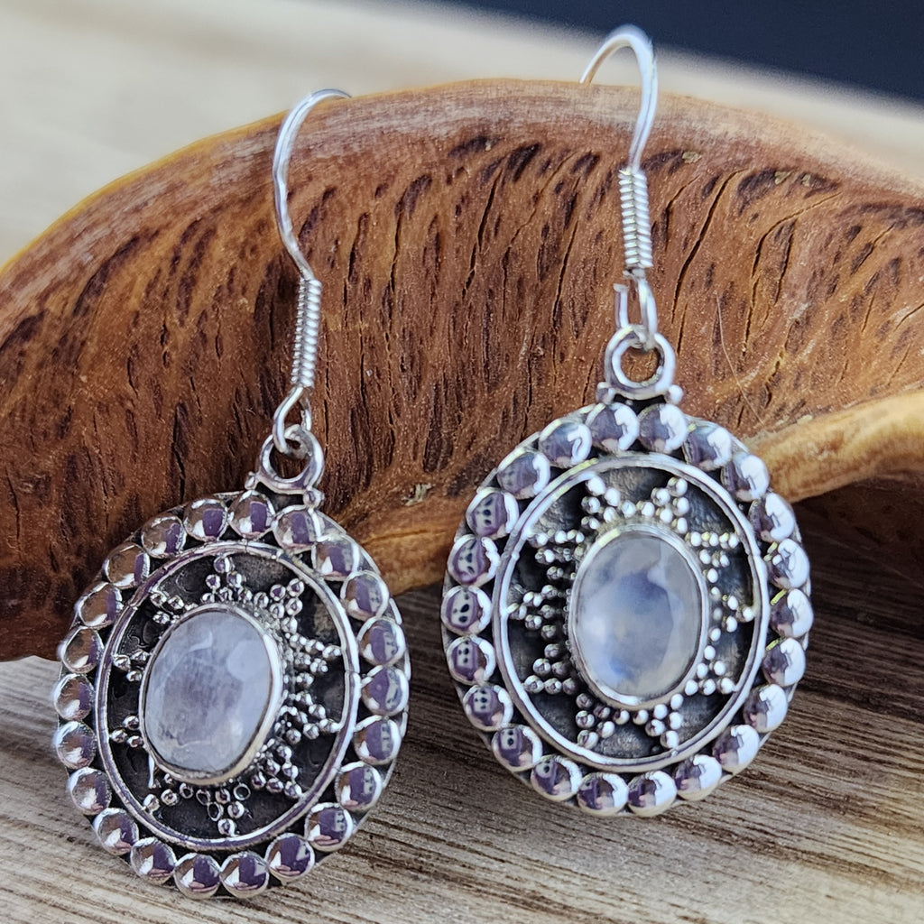 Faceted labradorite Sterling silver dangle earrings