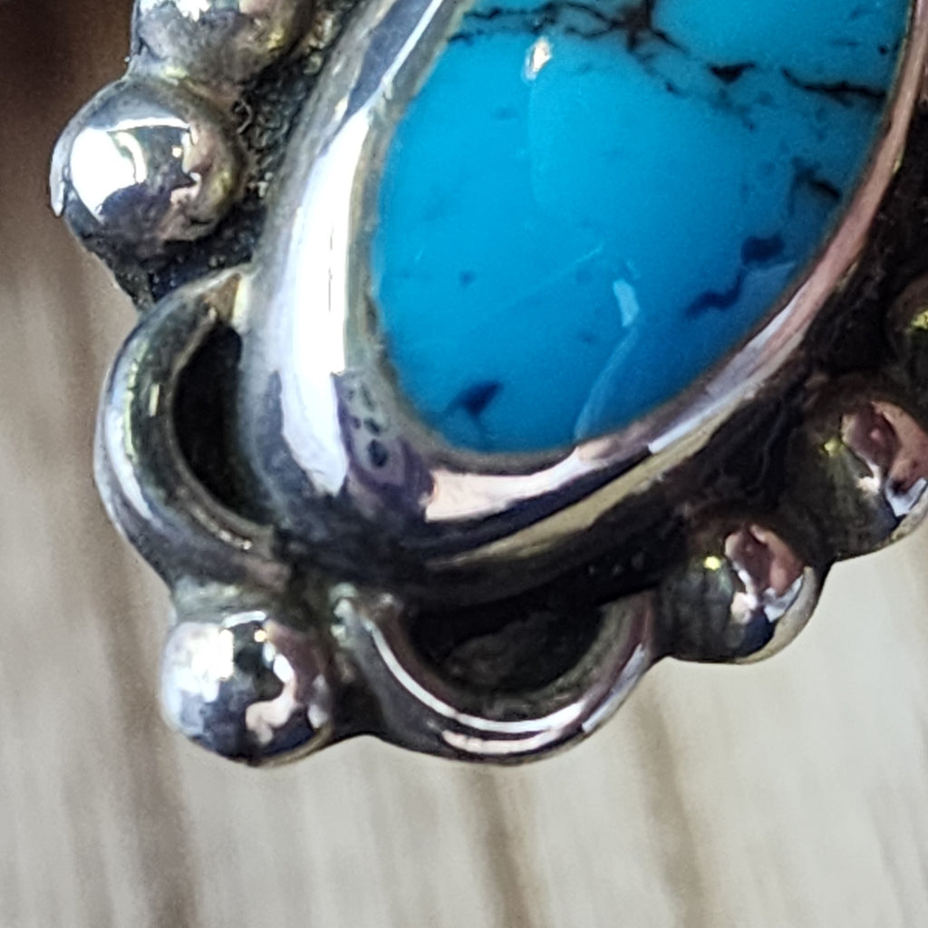 Vintage Taxco turquoise handmade earrings Sterling Silver