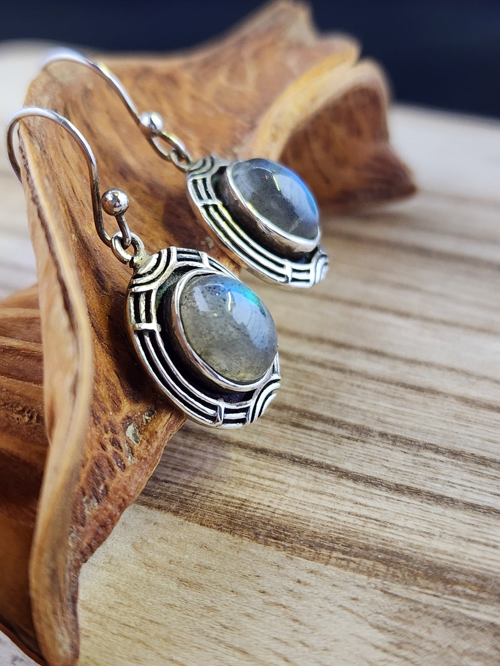 Vintage STUNNING Labradorite Sterling earrings