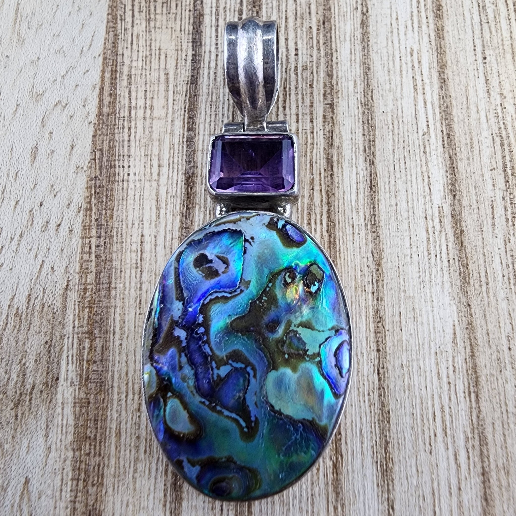 Sterling Abalone and Amethyst pendant